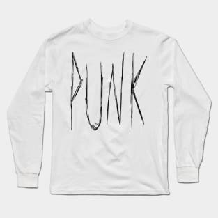 Dark and Gritty Punk Text Design Long Sleeve T-Shirt